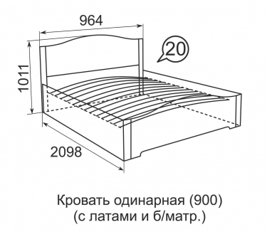 Кровать Ижмебель Виктория 20