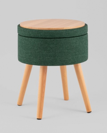 Пуф с ящиком Stool Group Store Woody рогожка темно-зеленая