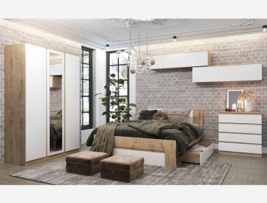 Шкаф ДСВ мебель Марли МШК1400.1 Дуб бунрати/Белый глянец