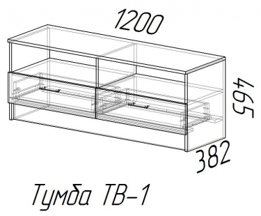 Тумба TV 1 МАГ-РИВЕР Ясень шимо темный/Ясень шимо светлый