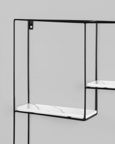 Полка Stool Group Square черная Белый мрамор