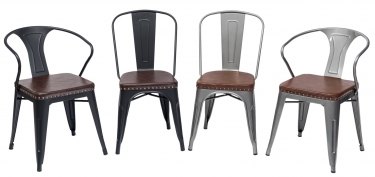 Стул Stool Group TOLIX ARMS SOFT с подлокотниками Серебристый