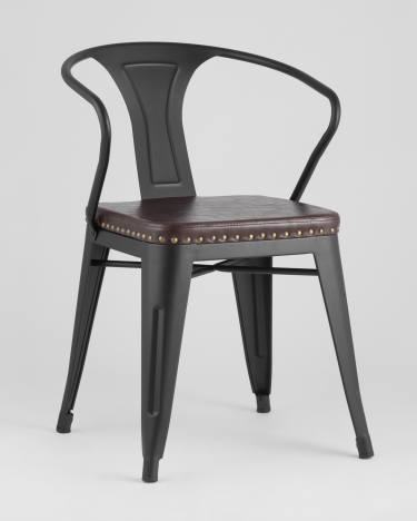 Стул Stool Group TOLIX ARMS SOFT с подлокотниками Черный матовый