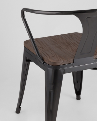 Стул с подлокотниками Stool Group TOLIX ARM WOOD Черный