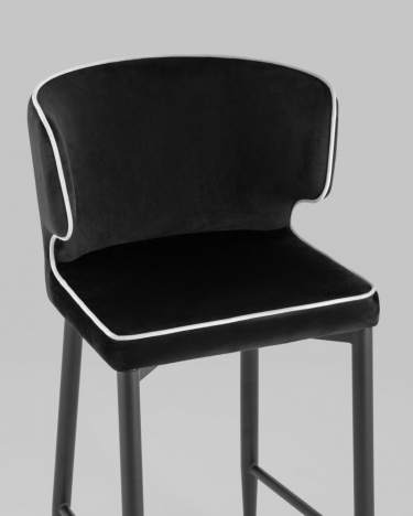 Стул Stool Group Матео полубарный с кантом велюр Черный