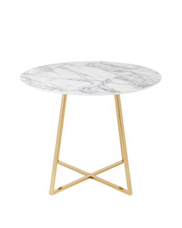 Стол обеденный Stool Group Дакота 100x100 Белый мрамор ножки золото