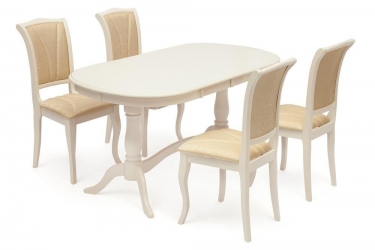 Стол раскладной Tetchair Siena SA-T6EX2L дерево гевея/мдф, 150+35+35х80х75см, ivory white слоновая кость 2-5