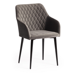 Кресло Tetchair BREMO mod. 708 ткань/металл, 58х55х83 см, высота до сиденья 48 см, серый barkhat 26/черный