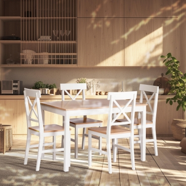 Обеденный комплект Tetchair Хадсон 2 стол + 4 стула/ Hudson 2 Dining Set butter white