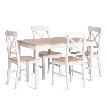 Обеденный комплект Tetchair Хадсон 2 стол + 4 стула/ Hudson 2 Dining Set butter white