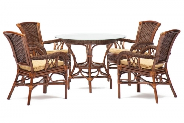 Кресло-качалка Tetchair ANDREA Relax Medium /с подушкой/ Pecan Washed античн. орех, Ткань рубчик, цвет кремовый