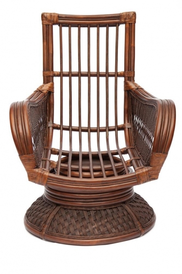 Комплект террасный Tetchair ANDREA стол кофейный со стеклом + 2 кресла + подушки ротанг, 64х67х92см / D60х55, Pecan Washed античн. орех