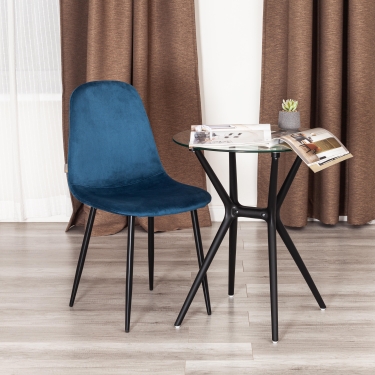 Стул Tetchair BREEZE mod. 4724 вельвет/металл, 44 х 53 х 87 см, Blue синий HLR63 / черный