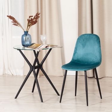 Стул Tetchair BREEZE mod. 4724 вельвет/металл, 44 х 53 х 87 см, Light pale green темно-бирюзовый HLR60 / черный