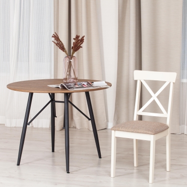 Стул Tetchair Гольфи 2/ Golfi 2 дерево гевея, 455194, ivory white, ткань кор.-зол. 1505-9