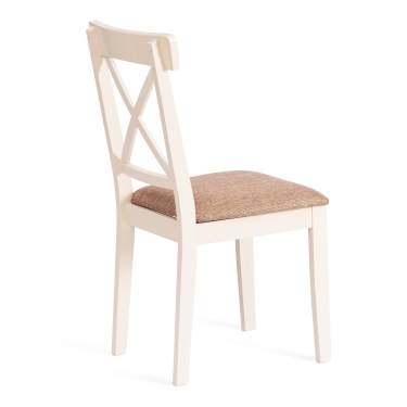Стул Tetchair Гольфи 2/ Golfi 2 дерево гевея, 455194, ivory white, ткань кор.-зол. 1505-9