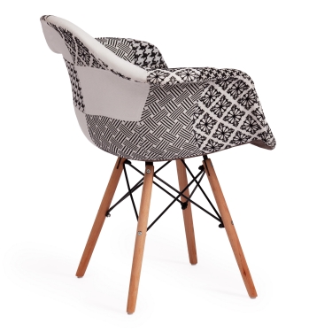 Кресло Tetchair CINDY SOFT EAMES mod. 101 дерево бук/металл/мягкое сиденье/ткань, 61 х 60 х 80 см , black/white черный/белый
