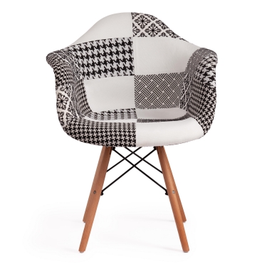 Кресло Tetchair CINDY SOFT EAMES mod. 101 дерево бук/металл/мягкое сиденье/ткань, 61 х 60 х 80 см , black/white черный/белый