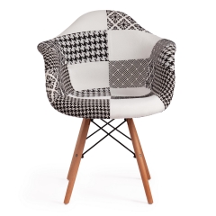 Кресло Tetchair CINDY SOFT EAMES mod. 101 дерево бук/металл/мягкое сиденье/ткань, 61 х 60 х 80 см , black/white черный/белый