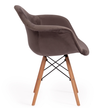 Кресло Tetchair CINDY SOFT EAMES mod. 101 дерево бук/металл/мягкое сиденье/ткань, 61 х 60 х 80 см , серый HLR 24/натуральный