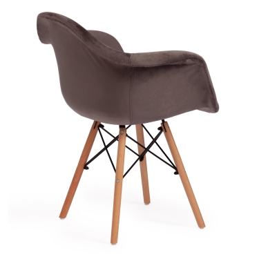 Кресло Tetchair CINDY SOFT EAMES mod. 101 дерево бук/металл/мягкое сиденье/ткань, 61 х 60 х 80 см , серый HLR 24/натуральный