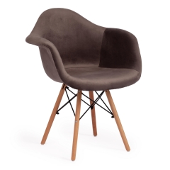 Кресло Tetchair CINDY SOFT EAMES mod. 101 дерево бук/металл/мягкое сиденье/ткань, 61 х 60 х 80 см , серый HLR 24/натуральный