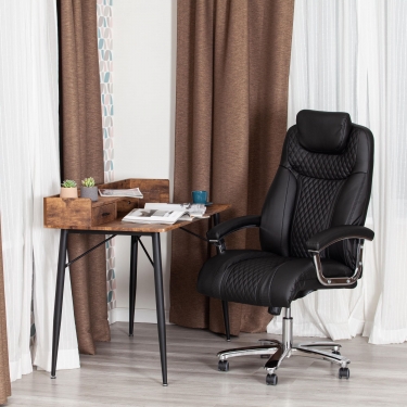 Кресло офисное Tetchair Trust max кож/зам, черный/черный стеганный/черный, 36-6/36-6/36-6/06