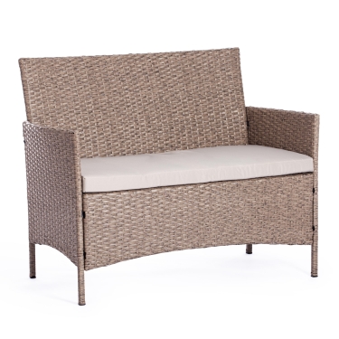 Обеденный сет стол+4стула Tetchair пластиковый ротанг, стекло, 100х100х74см/60х60х75см, черный, ткань DB-16, серый