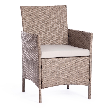 Обеденный сет стол+4стула Tetchair пластиковый ротанг, стекло, 100х100х74см/60х60х75см, черный, ткань DB-16, серый