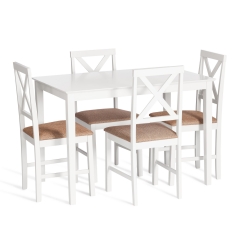 Обеденный комплект Хадсон стол + 4 стула Tetchair Хадсон стол + 4 стула/ Hudson Dining Set дерево гевея/мдф, стол 110х70х75см / стул 44х42х89см, pure white белый