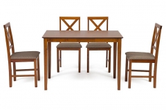 Комплект для отдыха Tetchair MICHELLE стол со стеклом+ диван + 2 кресла + подушки Pecan Washed античн. орех, Ткань рубчик, цвет кремовый