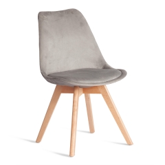 Стул Tetchair TULIP SOFT mod. 053V дерево/пластик/вельвет, 49,5 x 54,5 x 84 см, Светло-серый HLR 39/натуральный