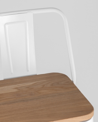 Стул барный Stool Group Tolix Wood 75.5 со спинкой Белый