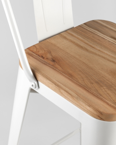Полубарный стул Stool Group Tolix Wood со спинкой Белый