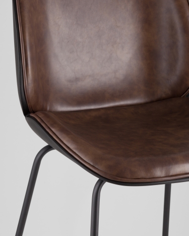 Стул барный Stool Group Beetle Lite PU со спинкой Коричневый