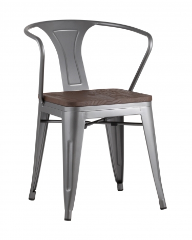 Стул Stool Group TOLIX ARM WOOD с подлокотниками Серебристый