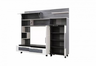 Стенка Ивару Элена Лайт 1 Ясень Черный Бодега Белый