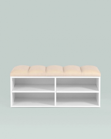 Обувница Stool Group Хольст 2 белая велюр Бежевый