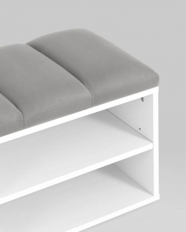 Обувница Stool Group Хольст 2 белая велюр Серый