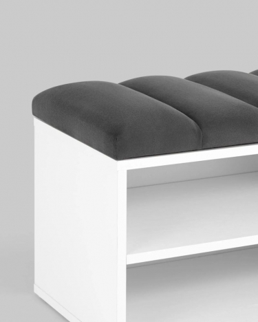 Обувница Stool Group Хольст белая велюр Темно-серый