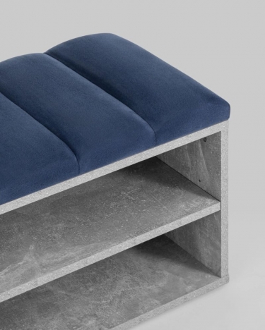 Обувница Stool Group Хольст серая велюр Синий
