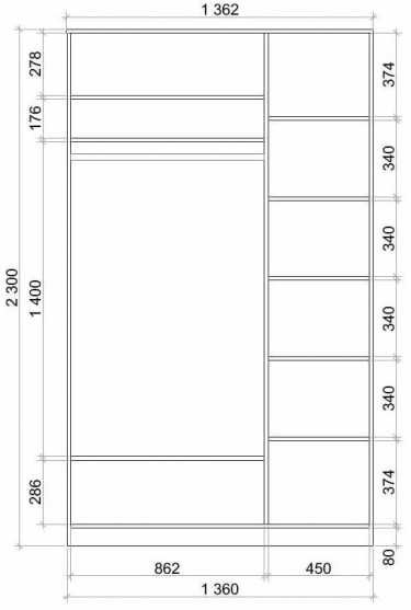 Шкаф-купе Аллоджио Хит-23-14-55 Дуб млечный