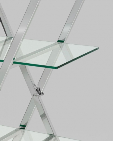 Стеллаж Stool Group Гейт прозрачное стекло сталь Серебро
