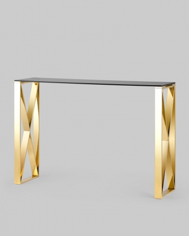Консоль Stool Group КРОСС 115x30 Золото стекло smoke