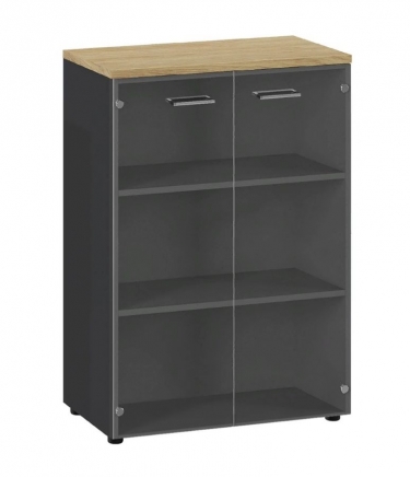 Шкаф средний со стеклом Profoffice FLEX 135H003 15/6Z.34 Гикори Графит