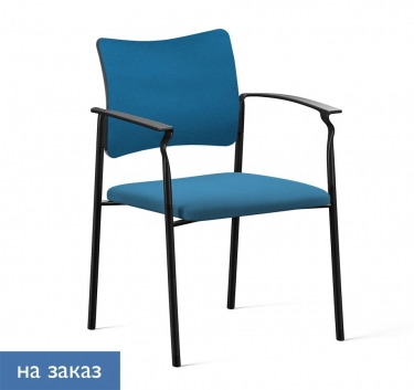 Кресло на черных опорах, обитое, с подлокотниками Profoffice PINKO UPH 4legs black SLW 58 Arm Голубой Черный
