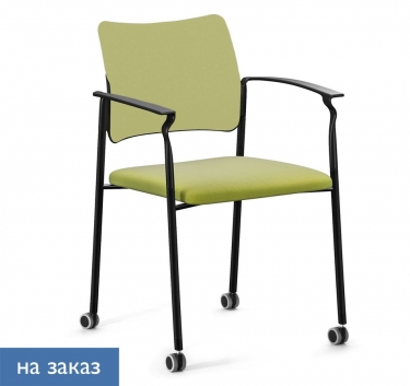 Кресло на колесах, обитое, с подлокотниками Profoffice PINKO UPH cast black Kiton 08 Arms Зеленый Черный
