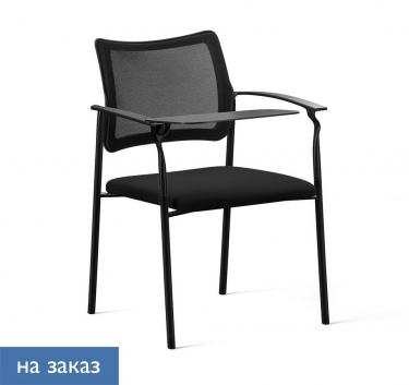 Кресло на черных опорах, со столом Profoffice Pinko Mesh 4legs black SLW 50 Arms+WT Черное