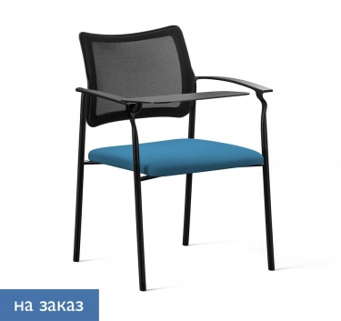 Кресло на черных опорах, со столом Profoffice Pinko Mesh 4legs black SLW 58 Arms+WT Голубой Черный