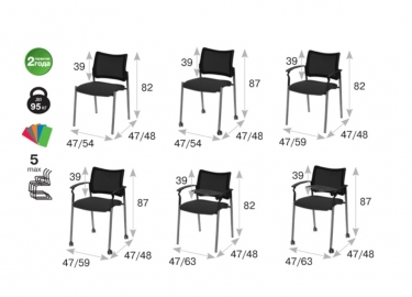 Кресло на колесах, со столом Profoffice Pinko Mesh cast black SLW 50 Arms+WT Черное